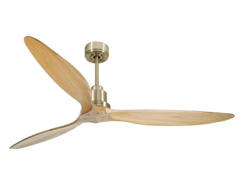 Ventilateur de plafond Réversible Thermostat Wifi Moteur à courant continu Toits en pente Télécommande Hypersilence Mémoire FullWood