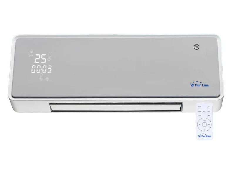 Chauffage soufflant 2000 W façade en verre argenté télécommande et minuterie