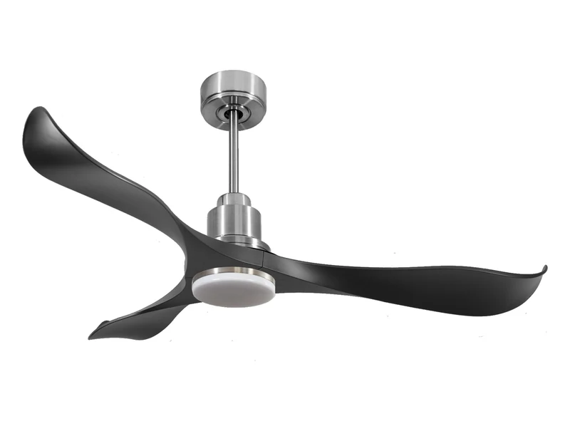 Ventilateur de plafond Réversible Thermostat Dimmable Wifi Moteur à courant continu Toits en pente Télécommande Lumière à trois tons Adaptateur 2/3 Lames