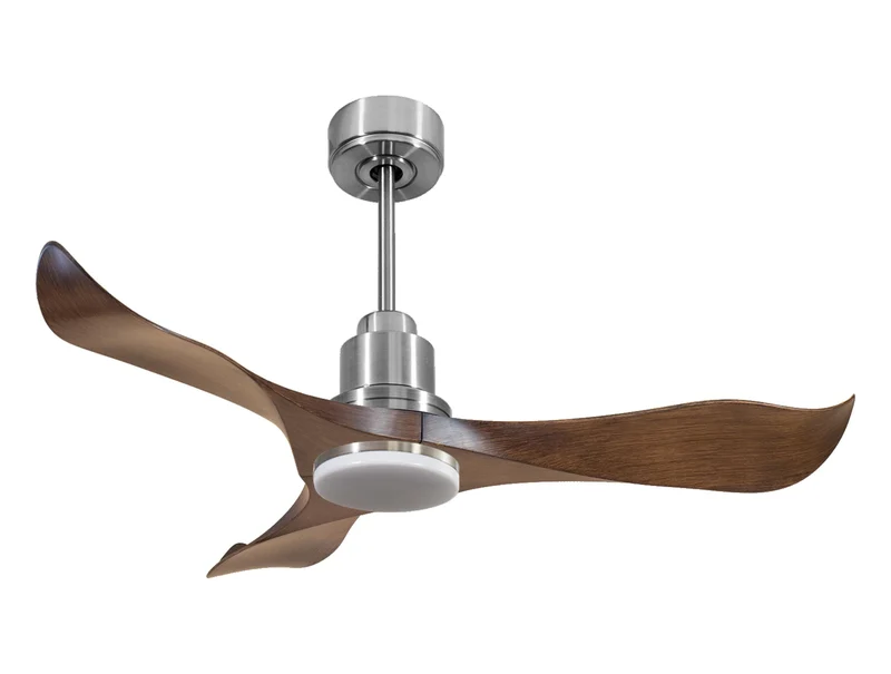 Ventilateur de plafond Réversible Thermostat Dimmable Wifi Moteur à courant continu Toits en pente Télécommande Lumière à trois tons Adaptateur 2/3 Lames