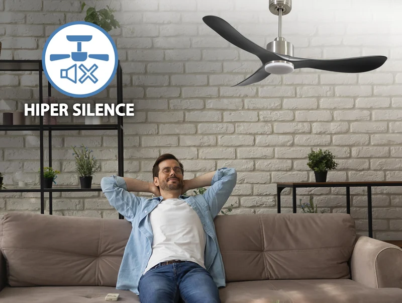 Ventilateur de plafond Réversible Thermostat Dimmable Wifi Moteur à courant continu Toits en pente Télécommande Lumière à trois tons Hypersilence Mémoire