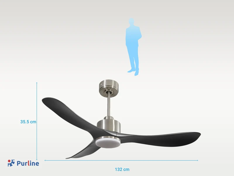 Ventilateur de plafond Réversible Thermostat Dimmable Wifi Moteur à courant continu Toits en pente Télécommande Lumière à trois tons Hypersilence Mémoire