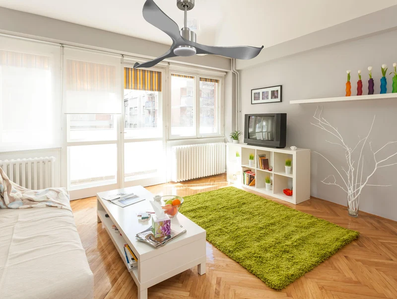 Ventilateur de plafond Réversible Thermostat Dimmable Wifi Moteur à courant continu Toits en pente Télécommande Lumière à trois tons Mémoire