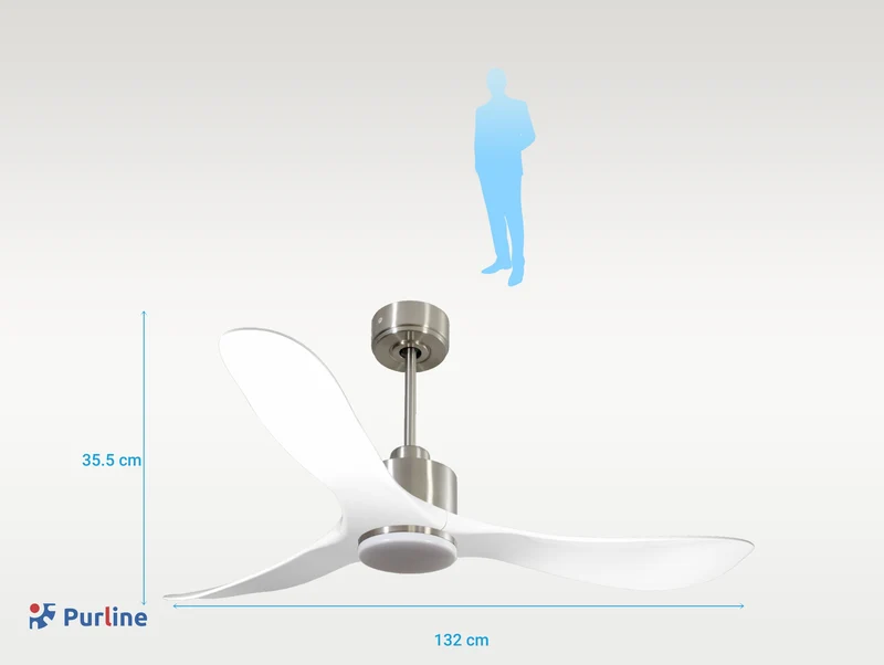 Ventilateur de plafond Réversible Thermostat Dimmable Wifi Moteur à courant continu Toits en pente Télécommande Lumière à trois tons Hypersilence Mémoire