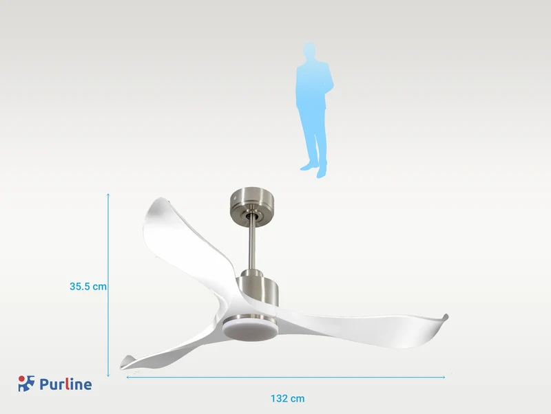 Ventilateur de plafond Réversible Thermostat Dimmable Wifi Moteur à courant continu Toits en pente Télécommande Lumière à trois tons Adaptateur 2/3 Lames