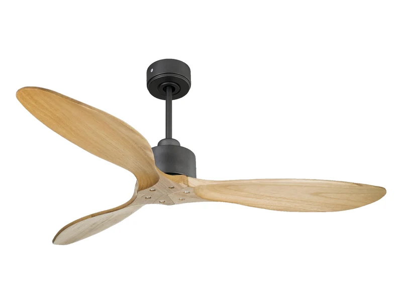Ventilateur de plafond Réversible Thermostat Wifi Moteur à courant continu Toits en pente Télécommande Hypersilence Mémoire FullWood