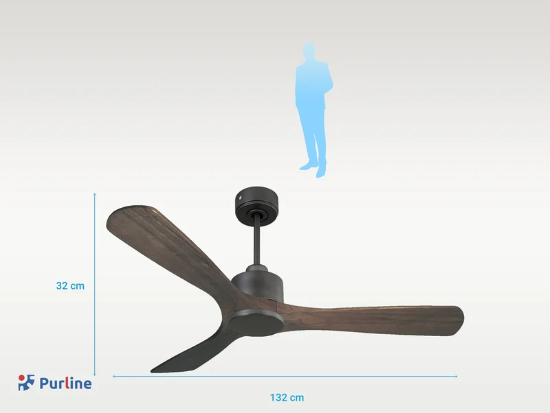 Ventilateur de plafond Réversible Thermostat Wifi Moteur à courant continu Toits en pente Télécommande Hypersilence Mémoire