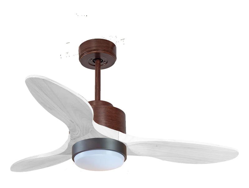 Ventilateur de plafond Réversible Thermostat Dimmable Wifi Moteur à courant continu Toits en pente Télécommande Lumière à trois tons Hypersilence Mémoire