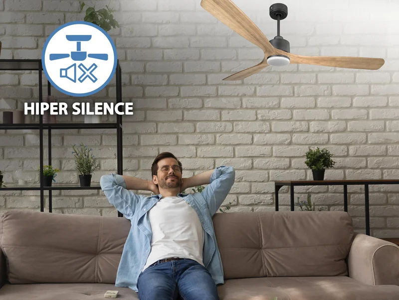 Ventilateur de plafond Réversible Thermostat Dimmable Wifi Moteur à courant continu Toits en pente Télécommande Lumière à trois tons Hypersilence Mémoire