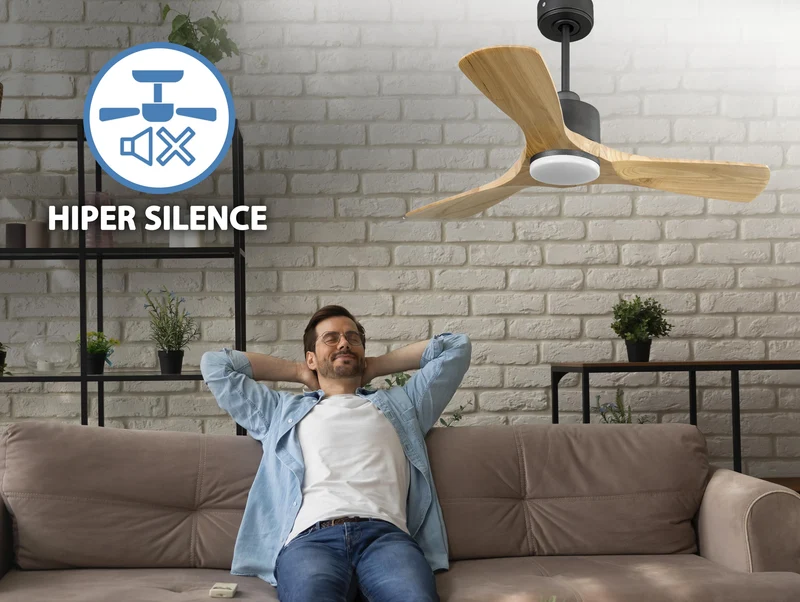 Ventilateur de plafond Réversible Thermostat Dimmable Wifi Moteur à courant continu Toits en pente Télécommande Lumière à trois tons Hypersilence Mémoire