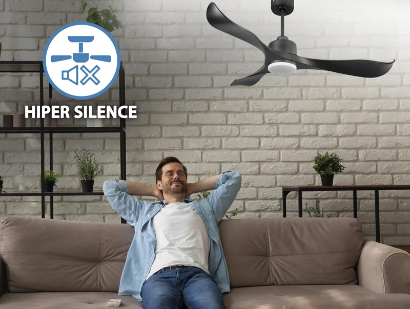 Ventilateur de plafond Réversible Thermostat Dimmable Wifi Moteur à courant continu Toits en pente Télécommande Lumière à trois tons Adaptateur 2/3 Lames