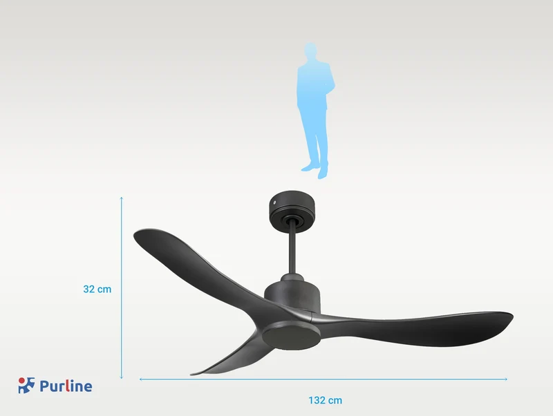 Ventilateur de plafond Réversible Thermostat Wifi Moteur à courant continu Toits en pente Télécommande Hypersilence Mémoire