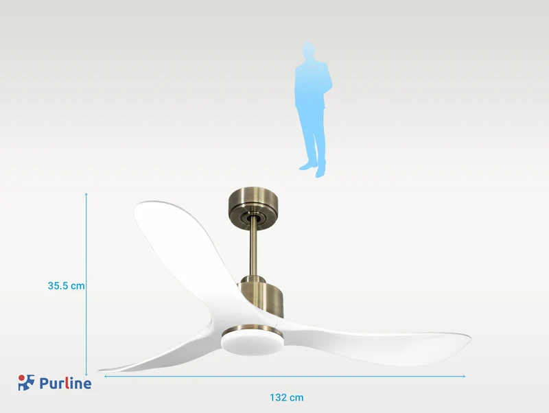 Ventilateur de plafond Réversible Thermostat Dimmable Wifi Moteur à courant continu Toits en pente Télécommande Lumière à trois tons Hypersilence Mémoire