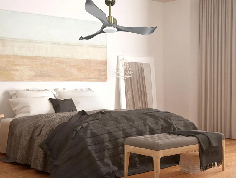 Ventilateur de plafond Réversible Thermostat Dimmable Wifi Moteur à courant continu Toits en pente Télécommande Lumière à trois tons Mémoire