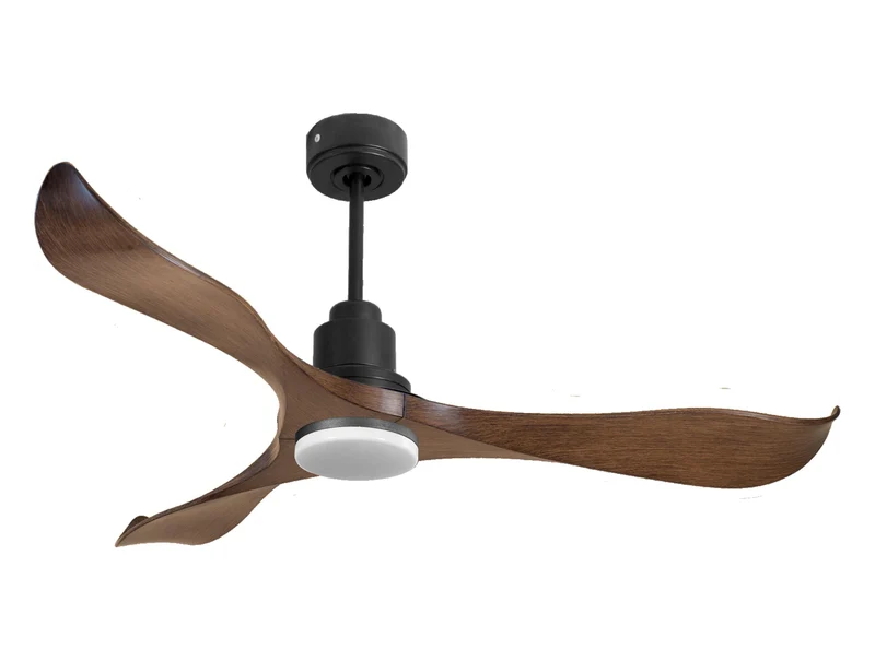 Ventilateur de plafond Réversible Thermostat Dimmable Wifi Moteur à courant continu Toits en pente Télécommande Lumière à trois tons Adaptateur 2/3 Lames