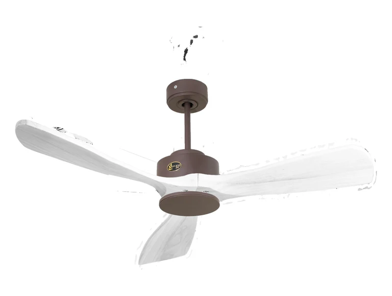 Ventilateur de plafond Réversible Thermostat Wifi Moteur à courant continu Toits en pente Télécommande Hypersilence Mémoire FullWood